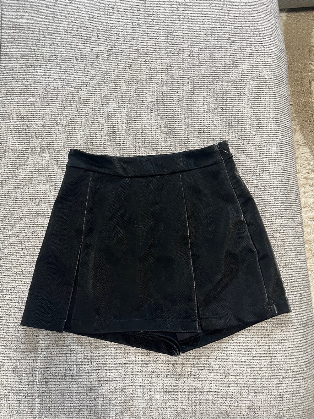 High-Rise Black Women's Skort with Tailored Front Panels